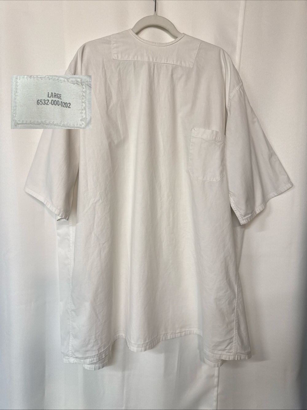 VTG 60s US Army Surgical Operating Gown Sz L White Military Vietnam Coat Medic
